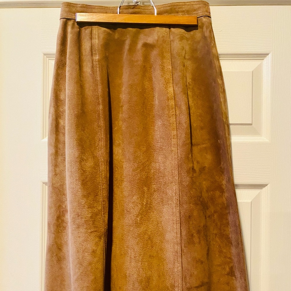 High waist suede midi skirt